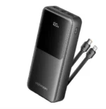 Vention 20000mAh Power Bank (Micro-USB + USB-C + USB-A + USB-A) with Integrated USB-C and Lightning Cables 22.5W Black LED Display Type