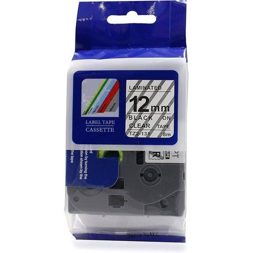 Brother TZ2-131 12mm x 8m Black on clear label tape