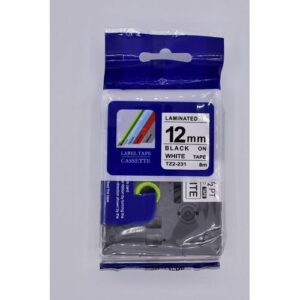 Brother TZ2-231 12mm x 8m Black on white label tape