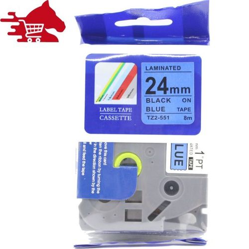 Brother TZ2-551 24mm x 8m Black on blue label tape