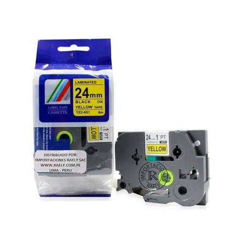 Brother TZ2-651 24mm x 8m Black on yellow tape
