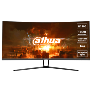 "Dahua E330C 34’’ WQHD 3440*1440 Curved Gaming Monitor1500R curvature, 165Hz Refresh rate; 1ms response time, Adaptive sync, 300 nits Brightness, 1 year warranty "