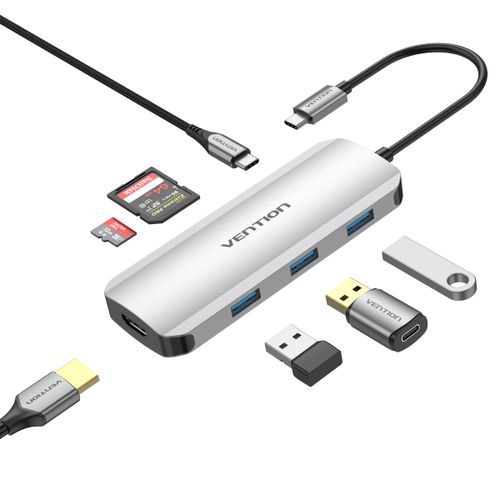 Vention USB C Multi-function 7 in 1 Docking Station - TOJHB Vention USB C Multi-function 7 in 1 Docking Station - TOJHB