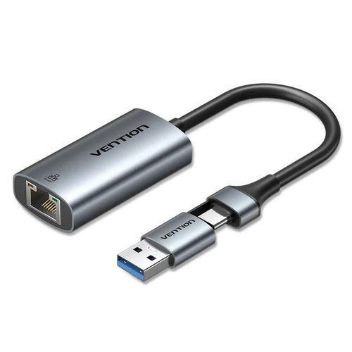 Vention USB-C + USB-A to Gigabit Ethernet Adapter 0.15M Gray Aluminum Alloy Type Vention USB-C + USB-A to Gigabit Ethernet Adapter 0.15M Gray Aluminum Alloy Type- CFQHB